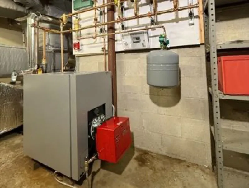 Oil forced hot water boiler installation
